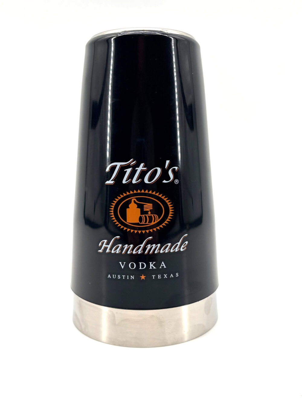 NIB Tito's Vodka Stainless Steel Bar Shaker Cup 28oz Black Vinyl Barware